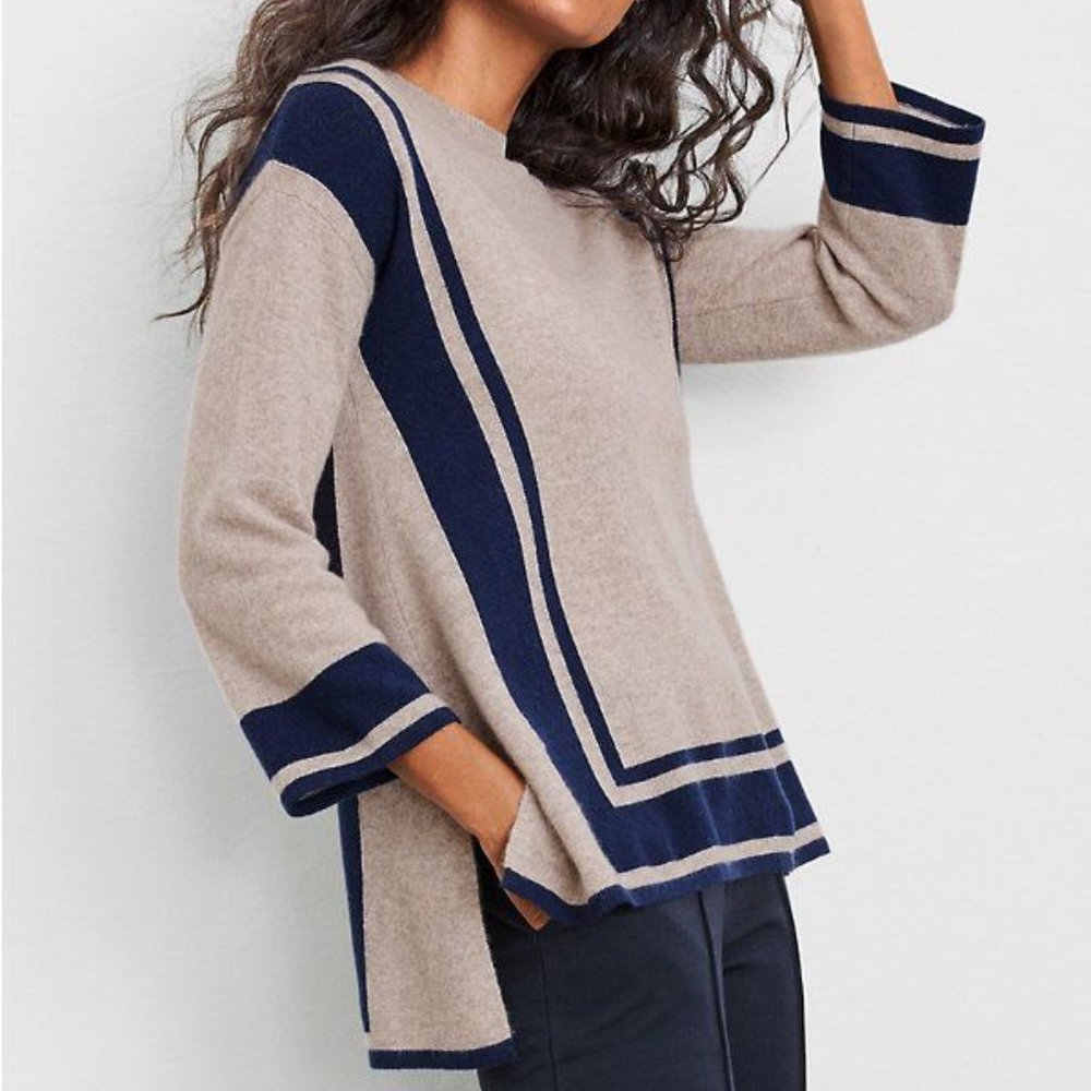 Garnet Hill Recycled-Cashmere Striped Sweater